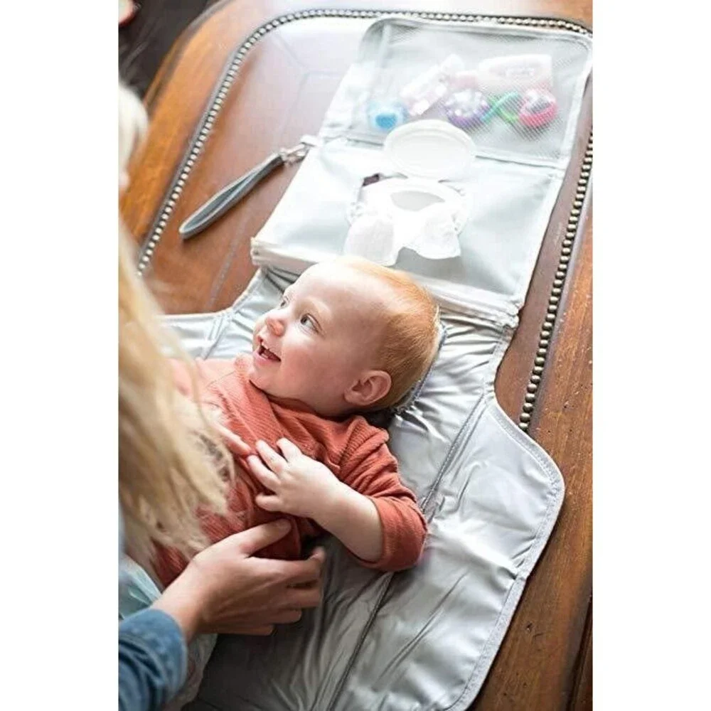 Portable Baby Diaper Changing Pad w/Matching Pacifier and Toy Case Strap & Pouch